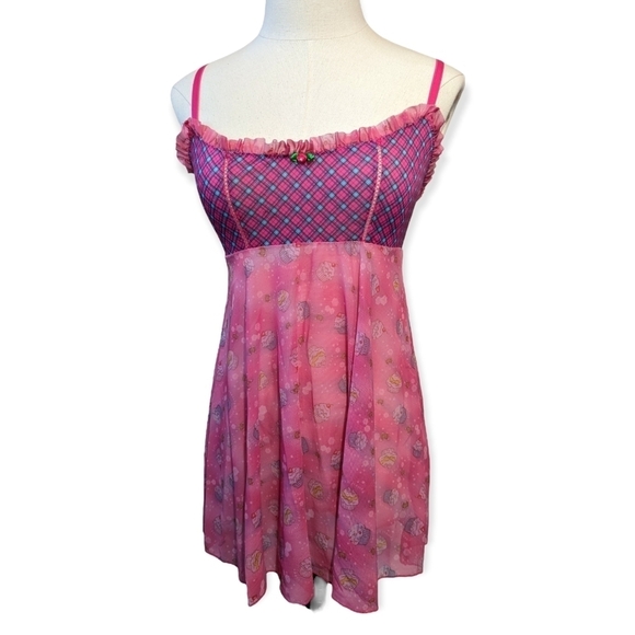 Victoria's Secret Other - Y2K Victoria's Secret Cupcake Print Mesh Slip‎ Dress Lingerie Babydoll